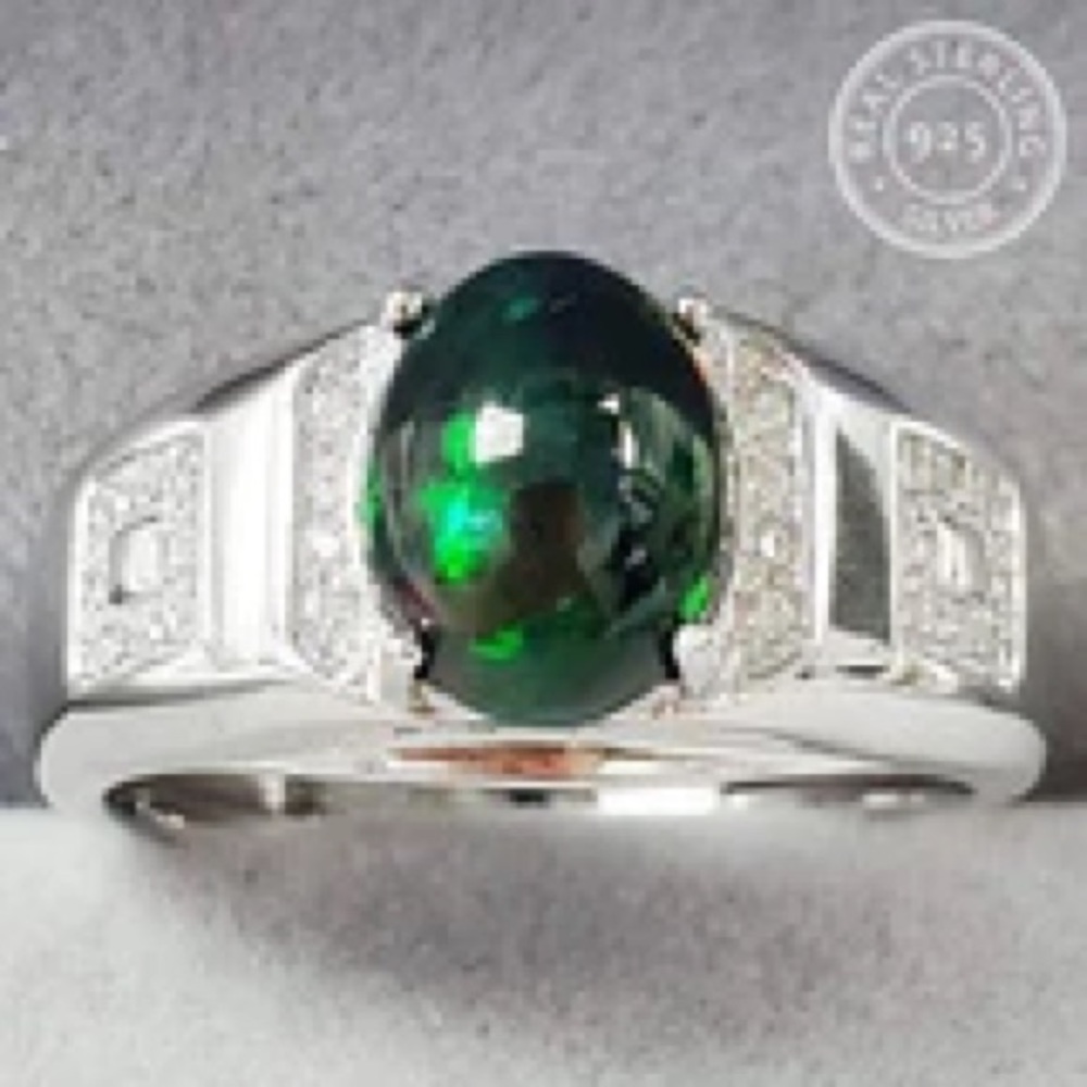 GENUINE ETHIOPIAN OPAL & CREATED WHITE SAPPHIRE